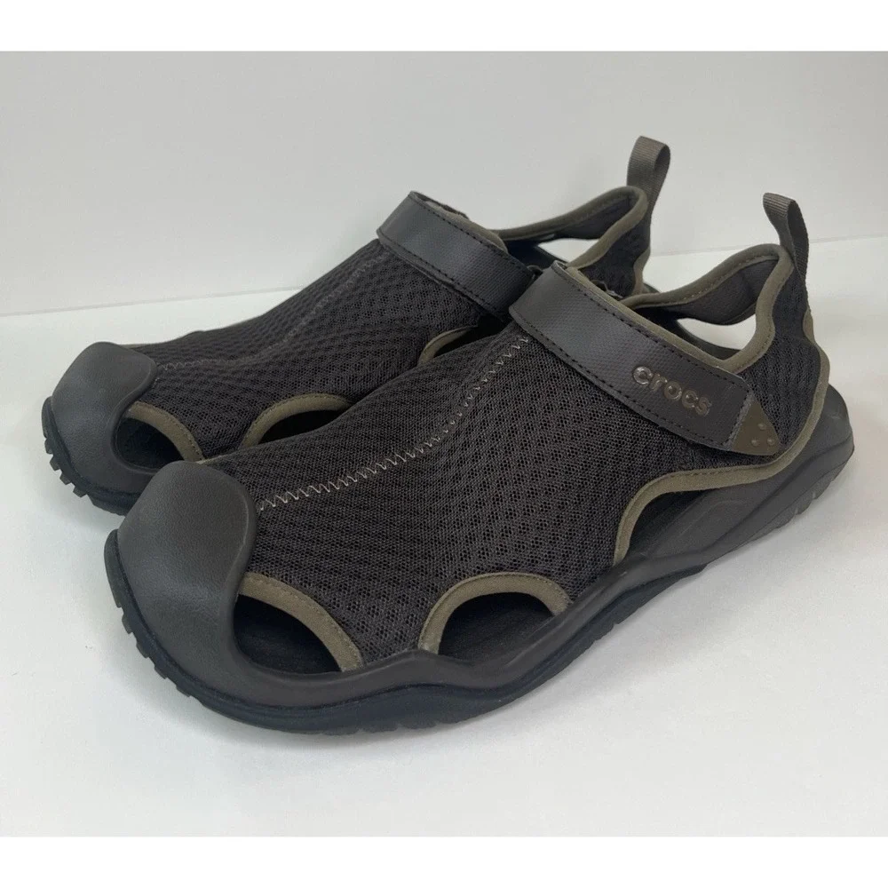 Crocs Swiftwater Mesh Sandals Men's 11 Brown Water Casual Comfort Shoes